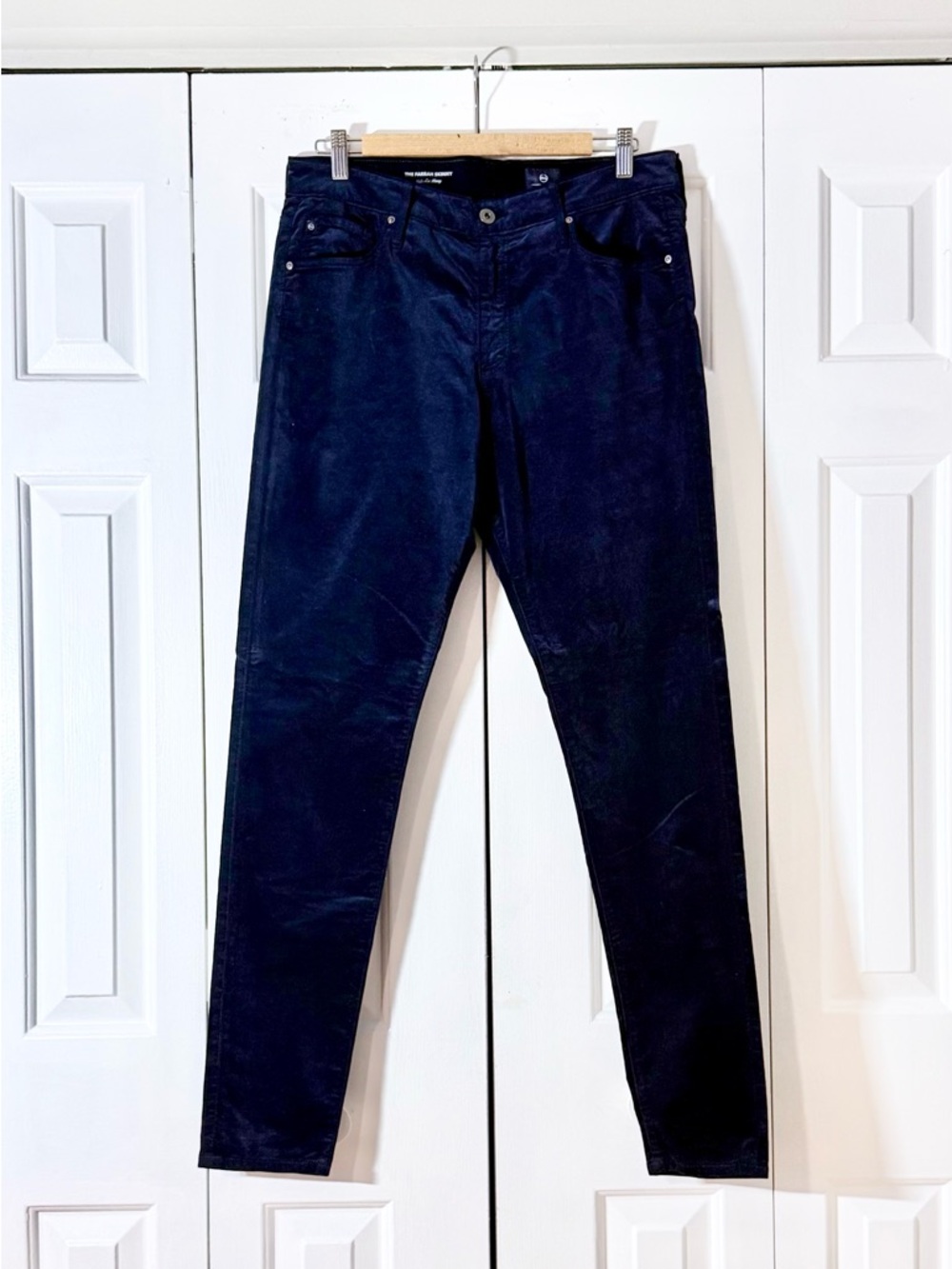 AG Farrah Skinny Velvet Jeans Size 32 Navy NWT High Rise Stretch